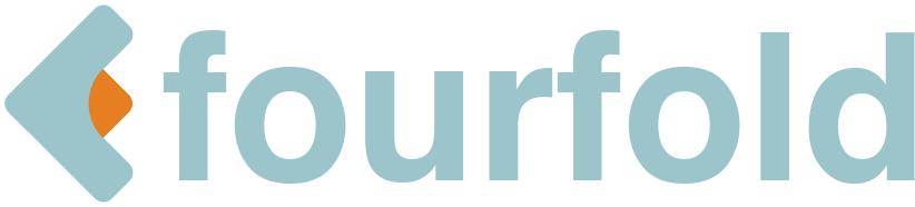 Fourfold logo in teal with an orange accent, for dark or light backgrounds