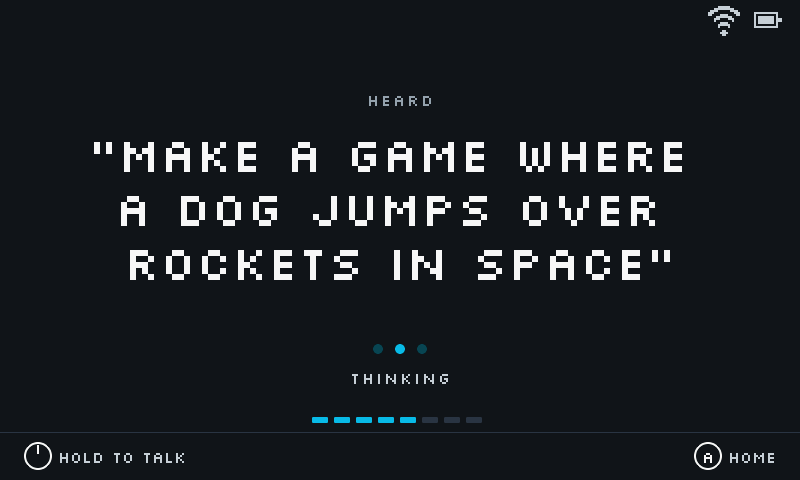 Console screen showing the sentence it heard