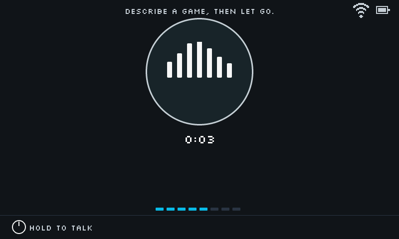 Console screen while listening to a spoken request